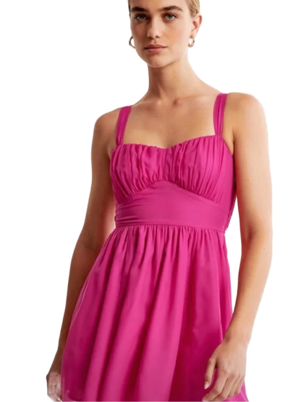 NWT Abercrombie & Fitch Fuchsia Ruched Chiffon Dress